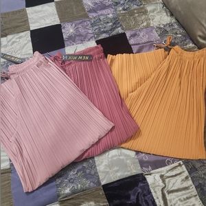 3 Bundle New Mix Wide Leg Crinkle Style Pants